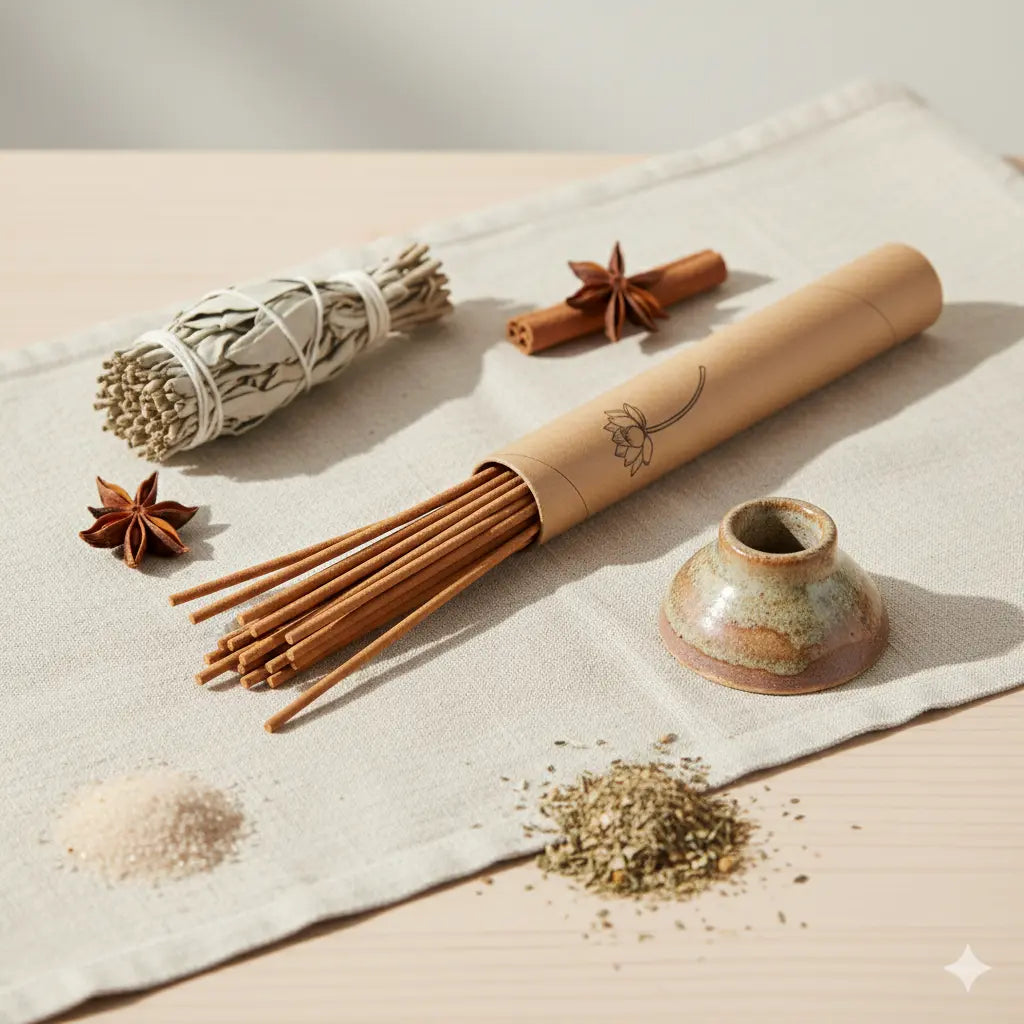 Fumée encens purification intérieur - Atmosphère apaisante japandi