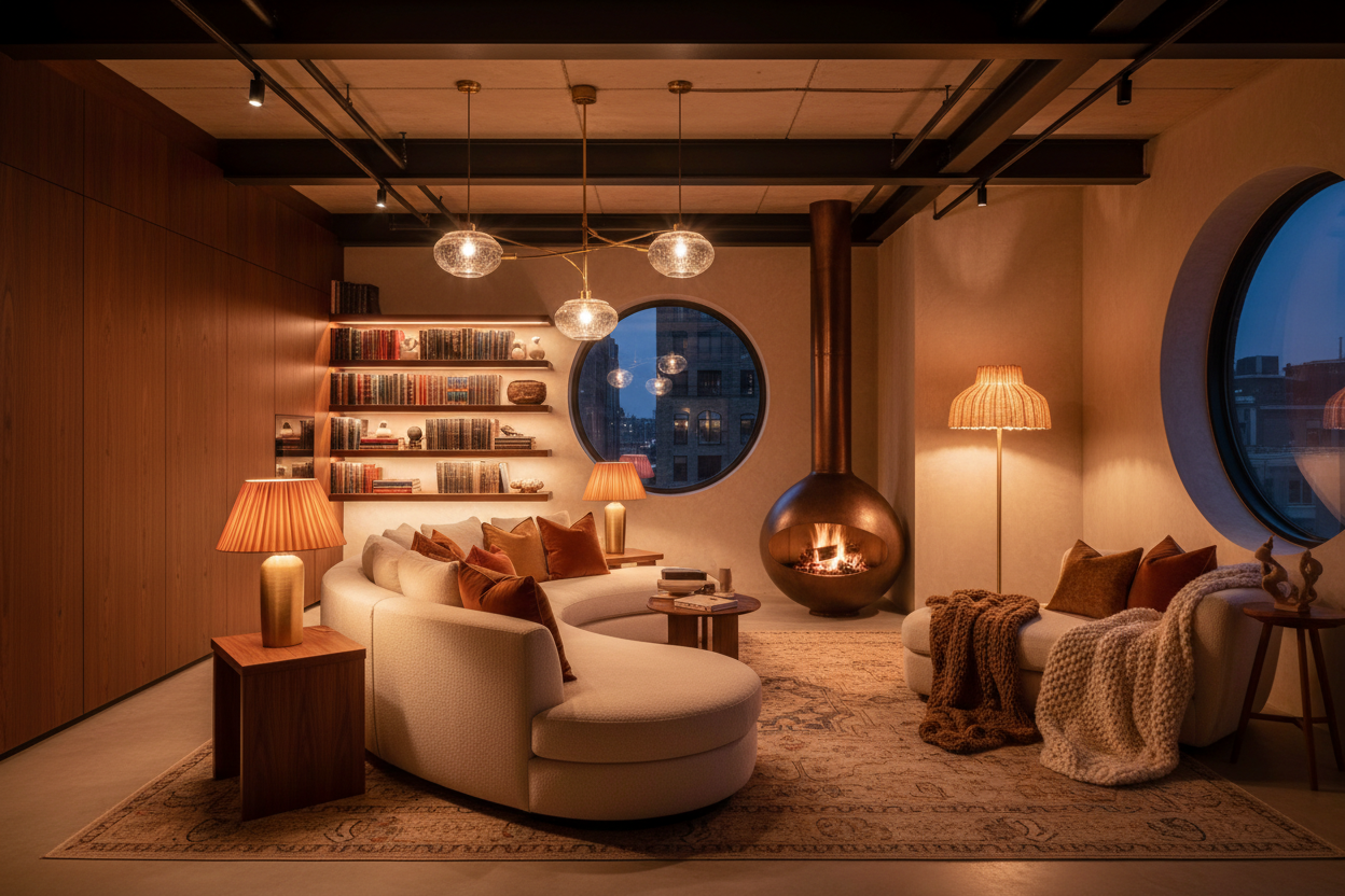 J'aimerais l'image qui reflète mon image de marque avec un aspect cocon luxe mais chaleureux avec des lumières oranges, pourquoi pas dans un loft mais je veux vraiment avoir l'inpression d'être dans un cocon avec 5 - 6 lumières d'ambiances